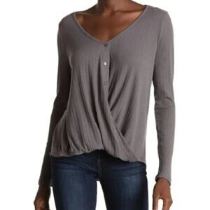 White Willow NEW Size Medium Textured Top Thermal long sleeve top gray